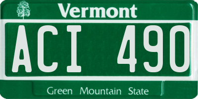 VT license plate ACI490