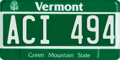 VT license plate ACI494