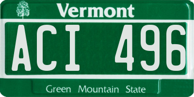 VT license plate ACI496