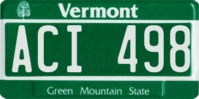 VT license plate ACI498