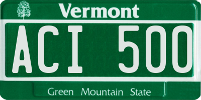VT license plate ACI500