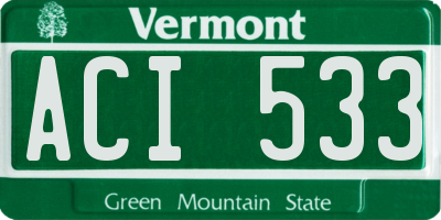 VT license plate ACI533