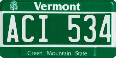 VT license plate ACI534