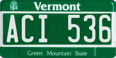 VT license plate ACI536
