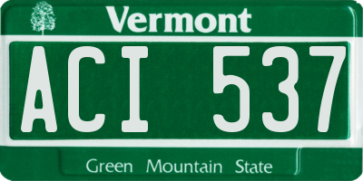 VT license plate ACI537