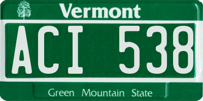 VT license plate ACI538