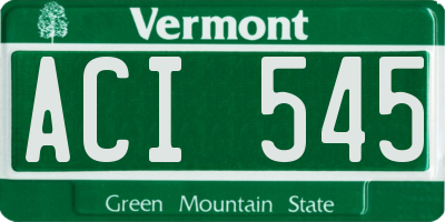 VT license plate ACI545