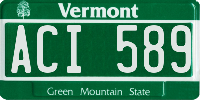 VT license plate ACI589