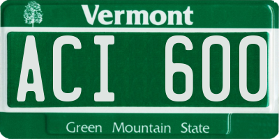 VT license plate ACI600