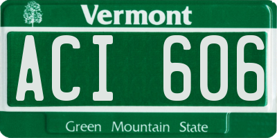 VT license plate ACI606