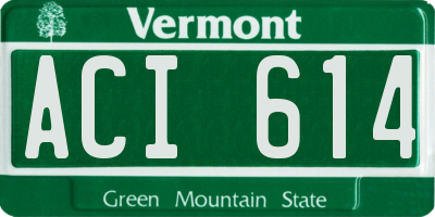 VT license plate ACI614