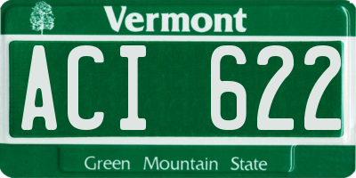 VT license plate ACI622