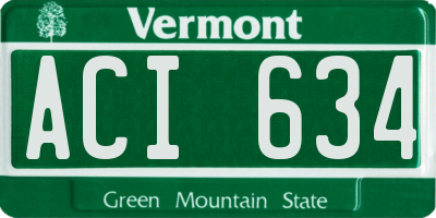 VT license plate ACI634