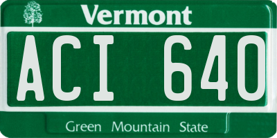 VT license plate ACI640