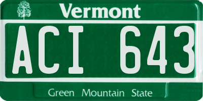 VT license plate ACI643