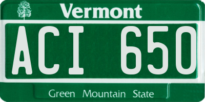 VT license plate ACI650