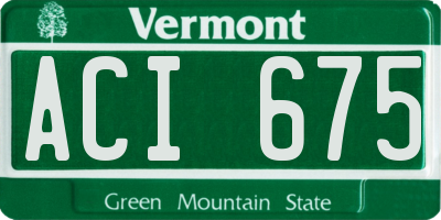 VT license plate ACI675