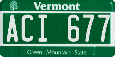VT license plate ACI677