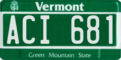 VT license plate ACI681