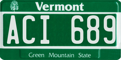 VT license plate ACI689