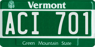 VT license plate ACI701