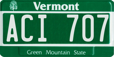 VT license plate ACI707