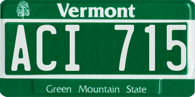 VT license plate ACI715