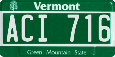 VT license plate ACI716