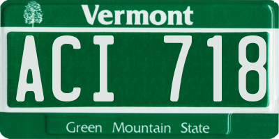 VT license plate ACI718