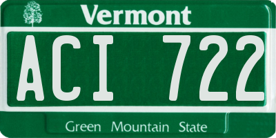 VT license plate ACI722