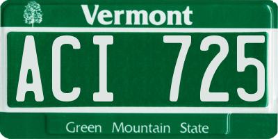 VT license plate ACI725