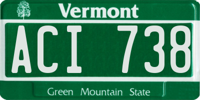 VT license plate ACI738
