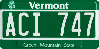 VT license plate ACI747