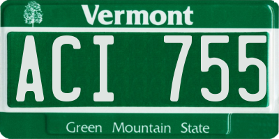 VT license plate ACI755