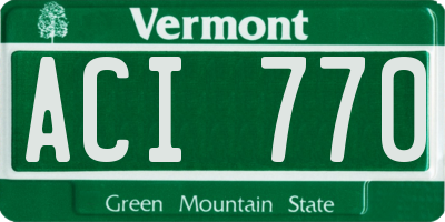 VT license plate ACI770