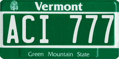 VT license plate ACI777