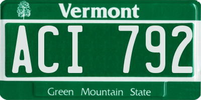 VT license plate ACI792