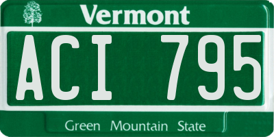 VT license plate ACI795