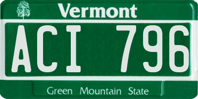 VT license plate ACI796
