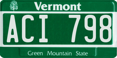 VT license plate ACI798