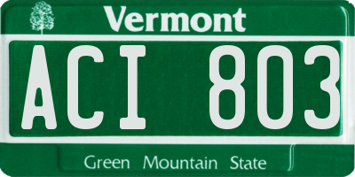 VT license plate ACI803