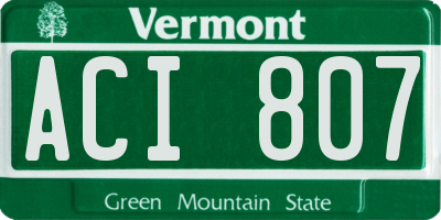 VT license plate ACI807