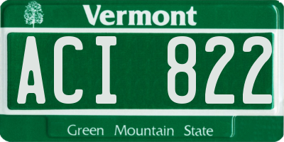 VT license plate ACI822