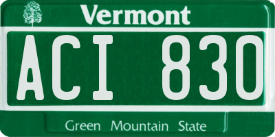 VT license plate ACI830
