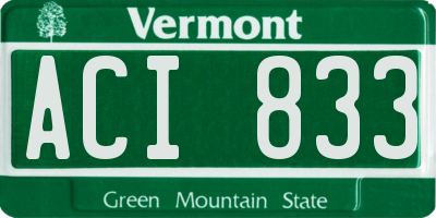 VT license plate ACI833