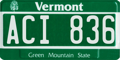 VT license plate ACI836