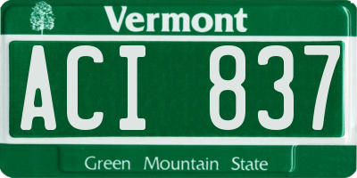 VT license plate ACI837