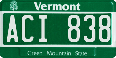 VT license plate ACI838