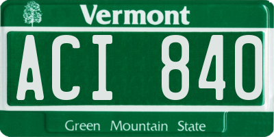 VT license plate ACI840