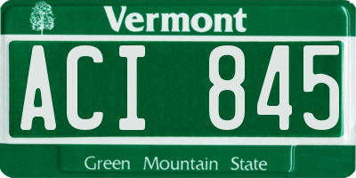 VT license plate ACI845